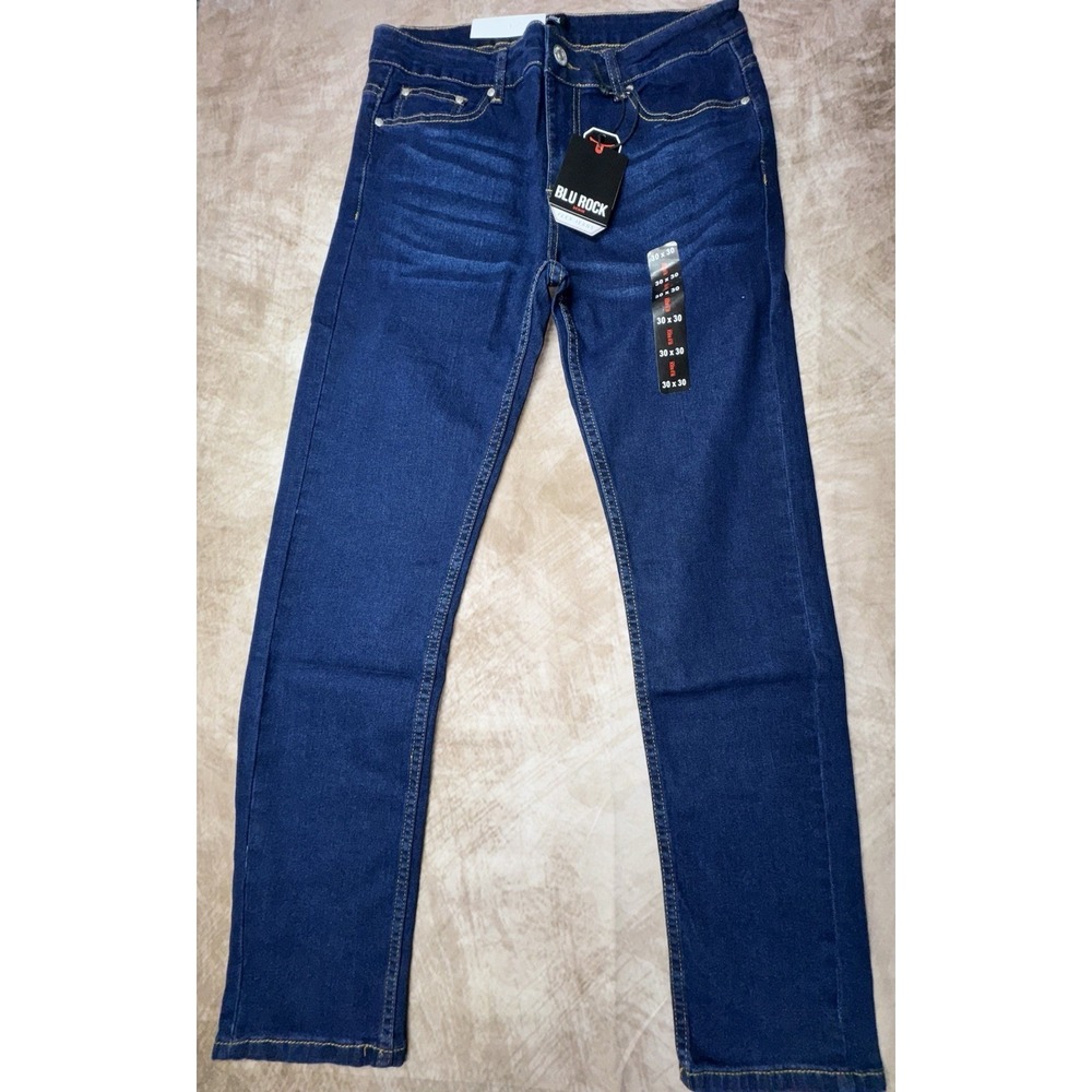 Blu Rock Flex Straight Stretch Blue Denim Men's Jeans 30x30 NWT